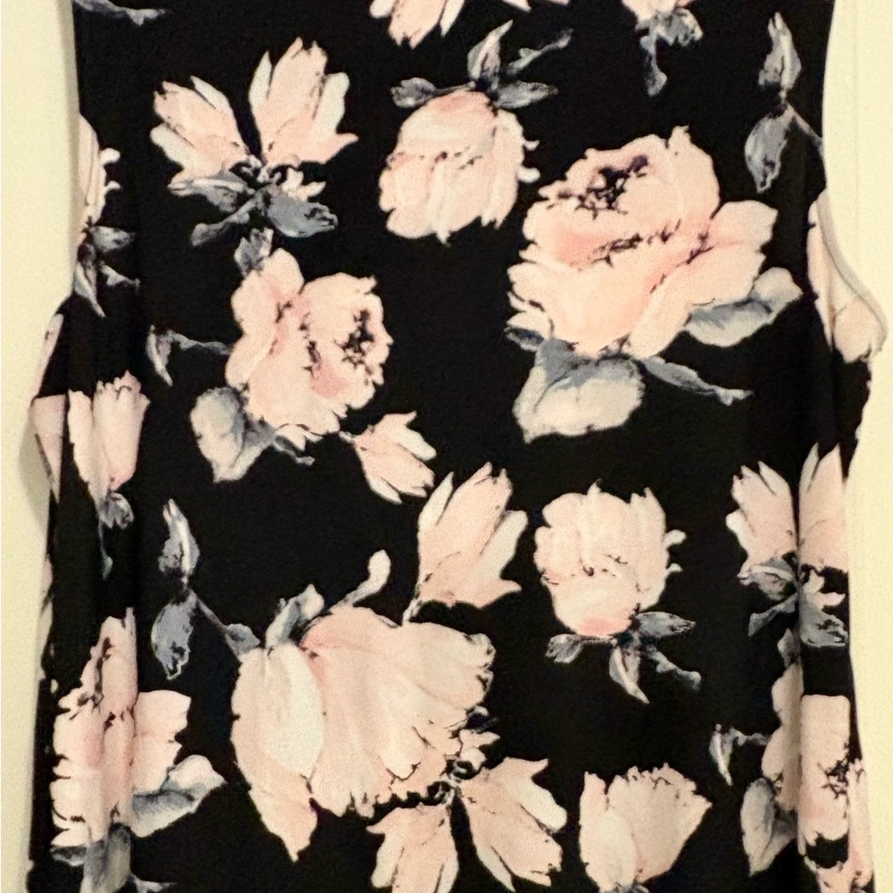 Floral Sleeveless Top - Black and Peach - Picture 3 of 5